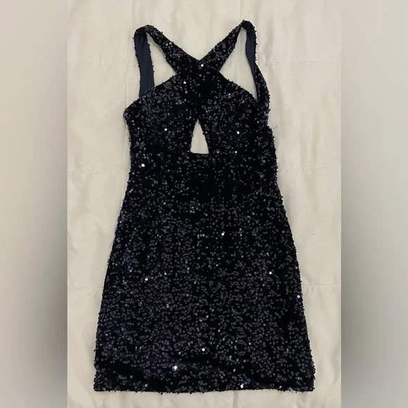 Unbranded | Dresses | Juniors Navy Blue Sequin Halter Dress New | Poshmark
